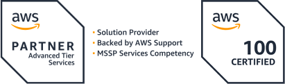 aws partner Advanced Tier Services / Solution Provider / Backed by AWS Support / MSSP Services Competency aws 100 CERTIFIED
